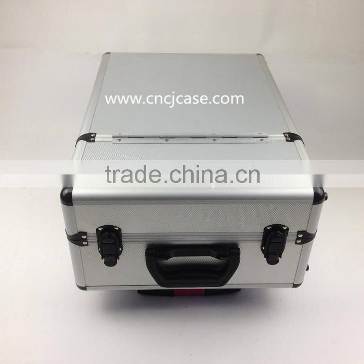 Aluminum case with trolley and wheels
