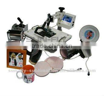 sublimation 8 in 1 Combo t-shirt mug cap heat transfer printing press machine (SFS-M06B)