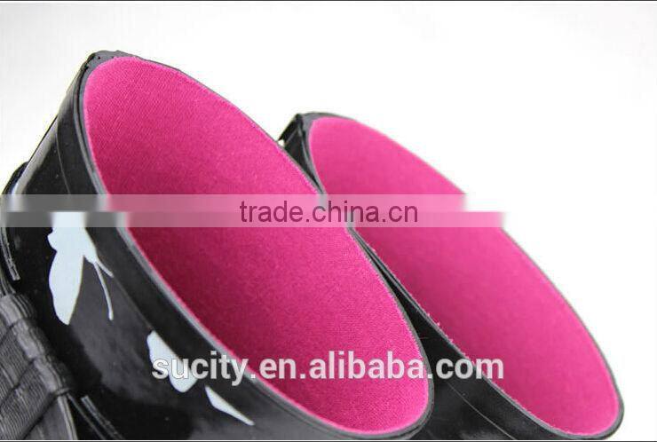 butterfly wedge heel womens rubber rain boots with strap