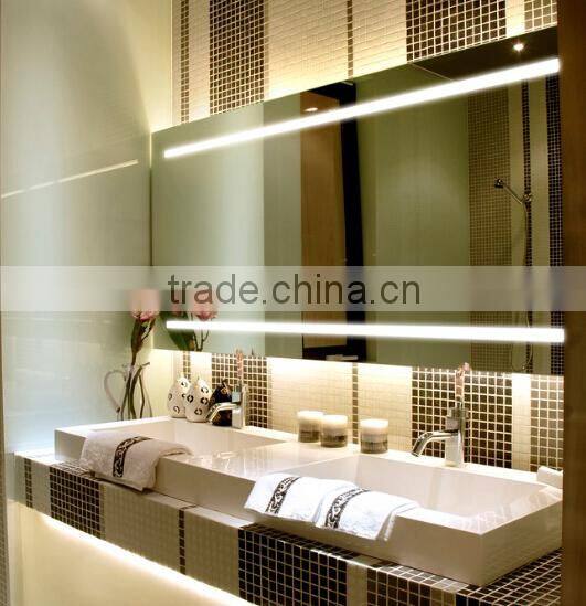 High class apartment double vanity heated LED bathroom mirror