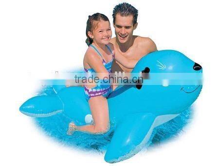 custom factory sale pvc inflatable animal rider float, beach water toys, swimming dolphin rider