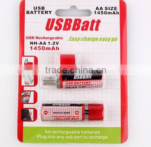 Good selling usb rechargeable battery , AA rechargeable battery , usb battery