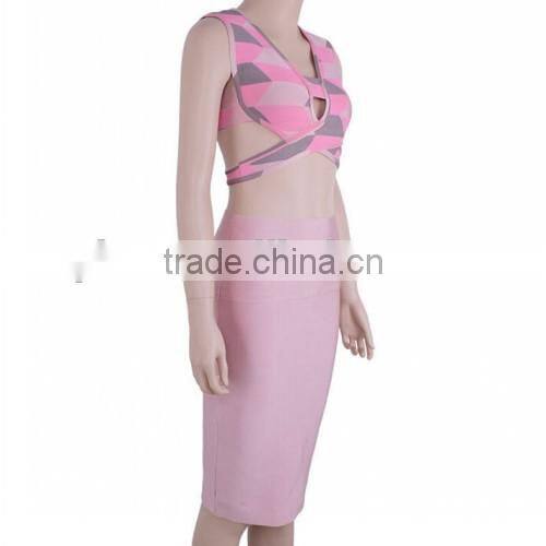 2015 Europe fashion two piece sex bandage dress high quality ladies tight ladies brand bandage dress