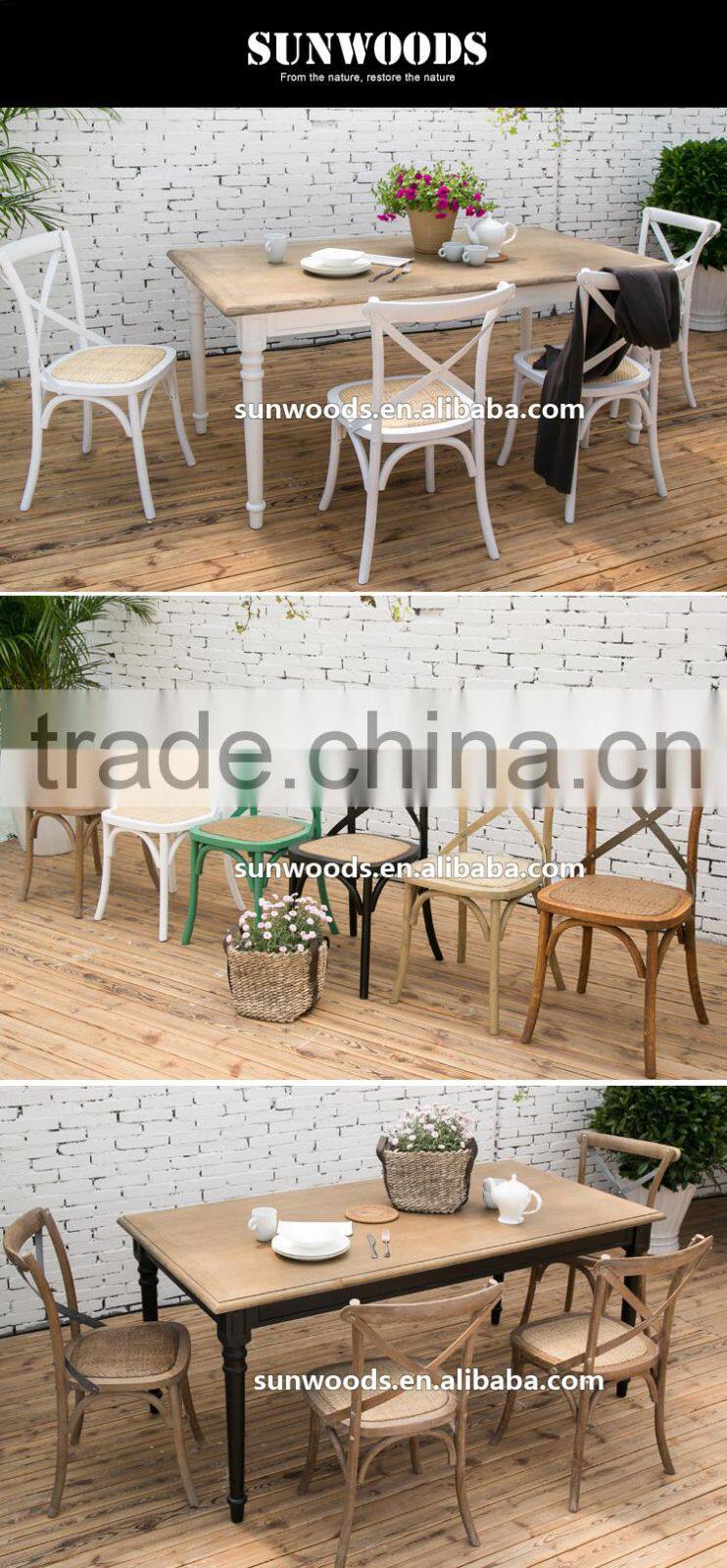 wooden rattan cross back chair modern furniture X back chair