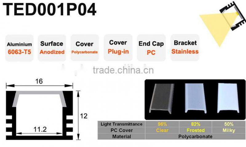 Recessed Surface Mounted Good Heat Dissipation Led Alu Profile
