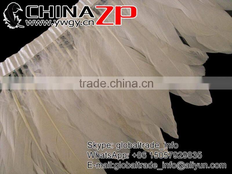 ZPDECOR No.1Feather Supplier in China Goose Feather Size 15-20 cm Beige Feather Trimming Fringe