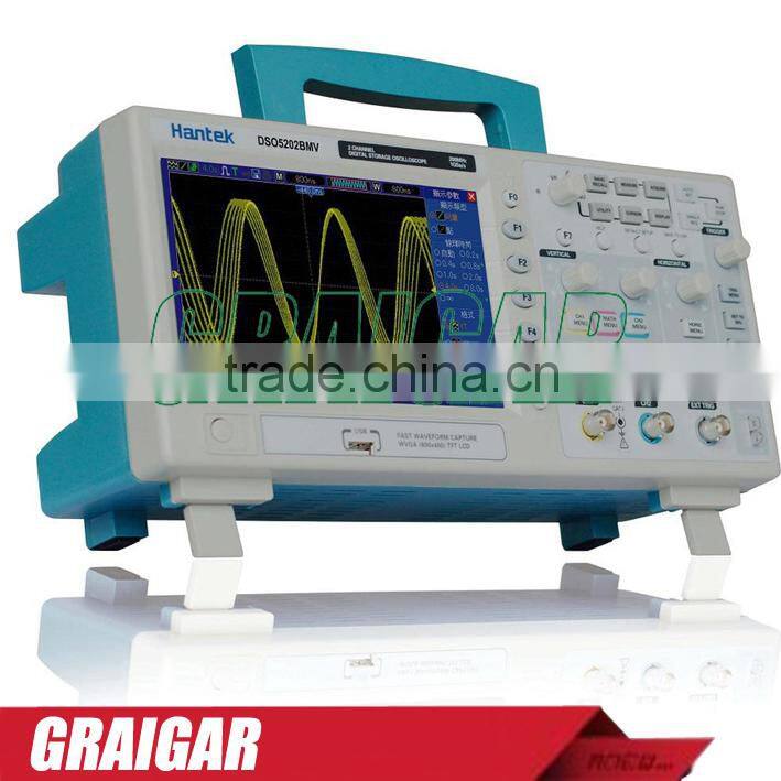 DSO5202BMV Hantek Digital Storage Oscilloscope,2channels 200MHz 1GSa/s, Built-in Video Help, Built-in 2GB flash memory card