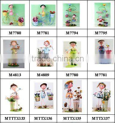 Handmade Garden Metal Doll Metal Fairy with flower pot