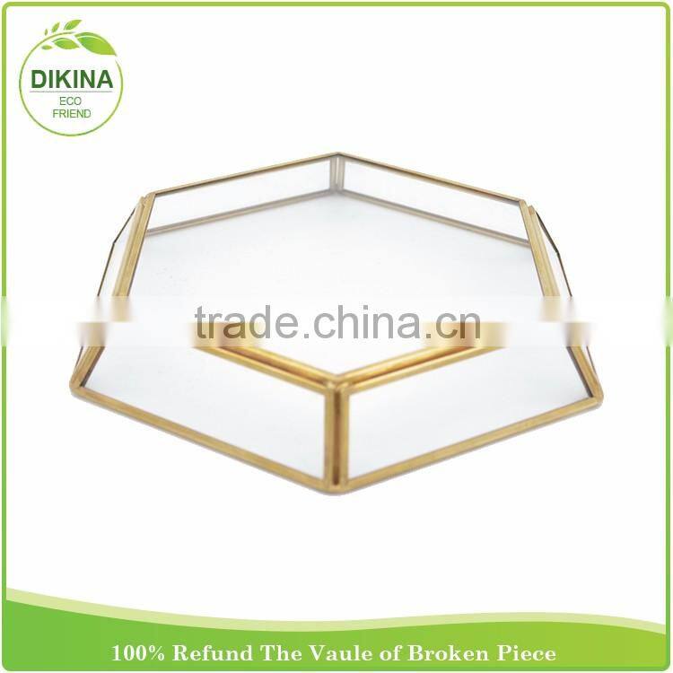 Newest round + square +oval + hexagon + heart many shapes for Clearly Decorative Metal Storage Serving rectangle mirror trays