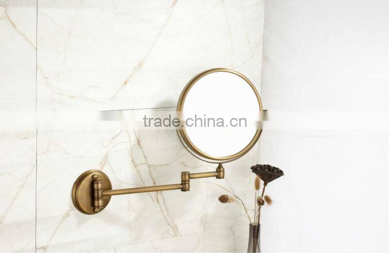 2014 new design round style wall mounted antique bronze double face bath mirror