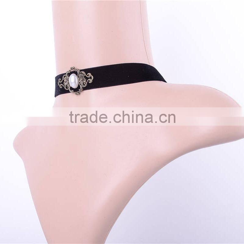 jewelry black lace choker necklace pearl necklace fake collar necklace female gothic