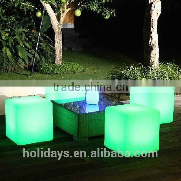 color change 3D light up 40cm LED cube chairs /led cube Stools