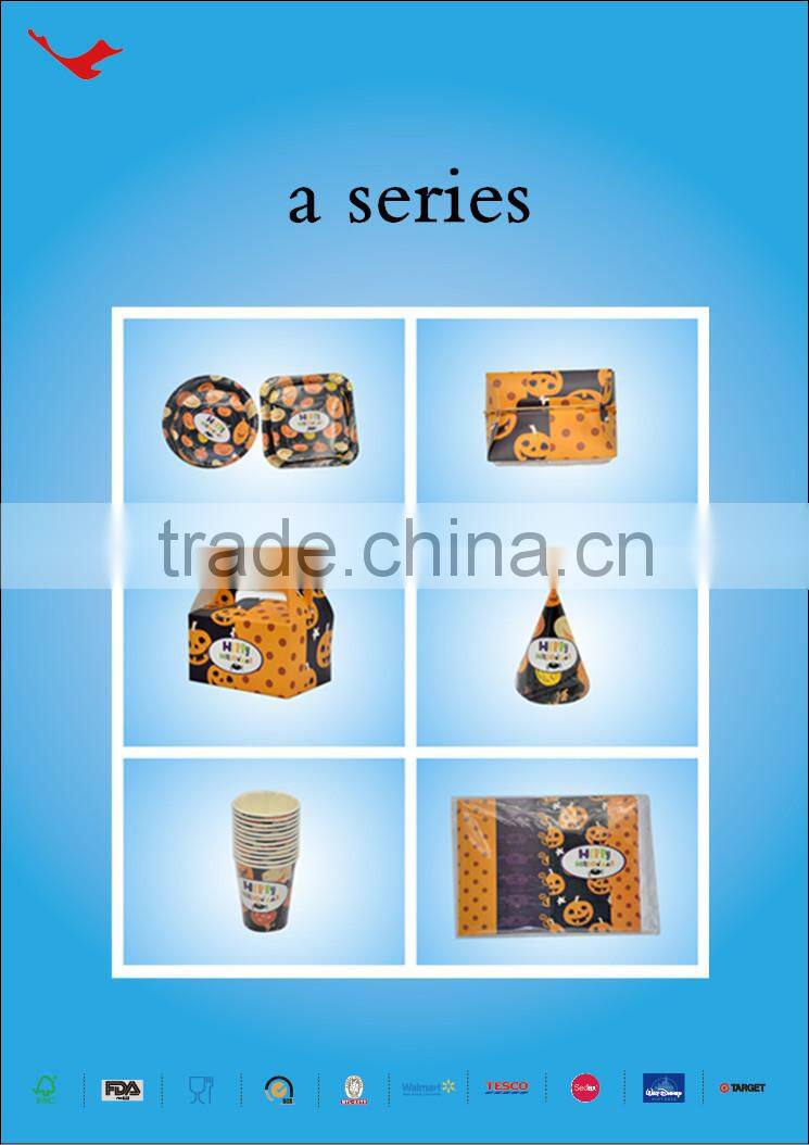 2015 new Halloween products 7"Round Printed paper plate for snack container