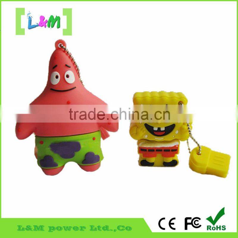 Hot Sale Free Sample silicon/SpongeBob usb flash memory drive