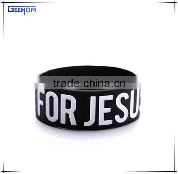 wide black silicone sport wristband, custom cheap silicone wristbands