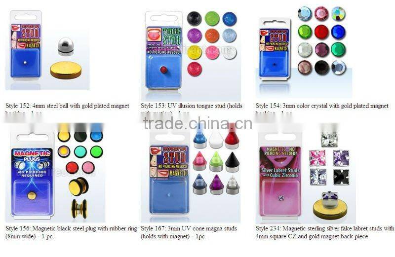 fake magnetic labret studs ear ring body piercing jewelry