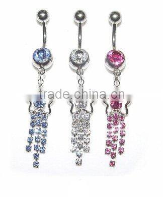 beautiful 316 l stainless steel with crystal outlined star navel piercing jewelry ring