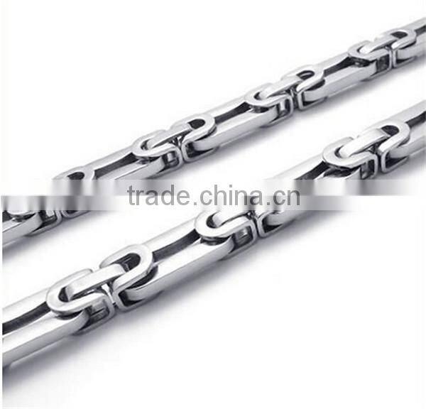 Hot Selling Polishing Silver Link Chain Jewelry Mens Punk Stainless Steel Byzantine Necklace