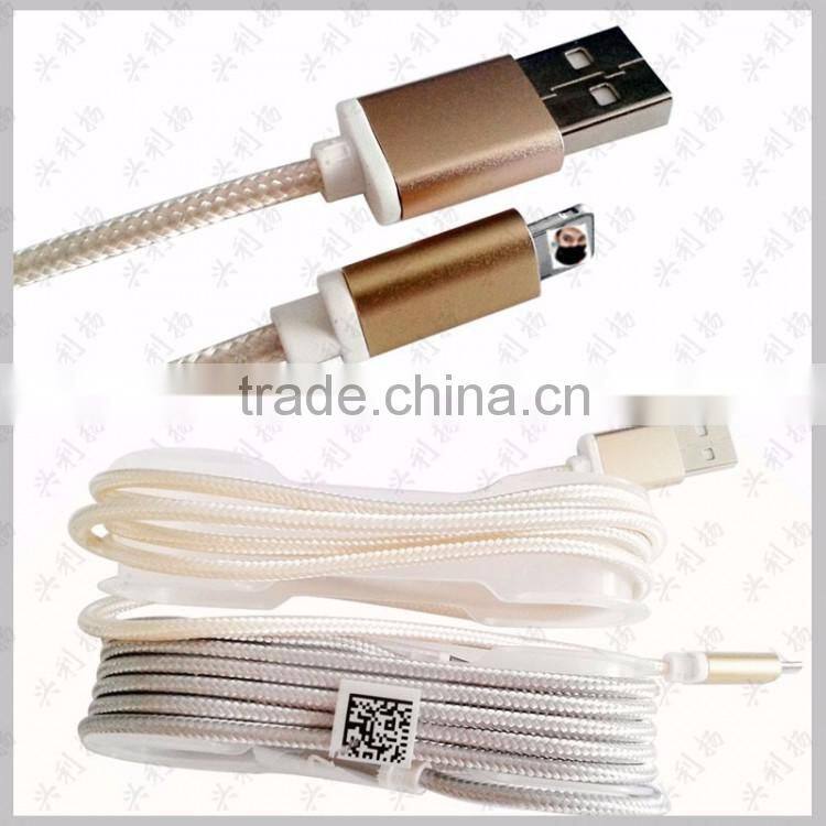 Metal Nylon Woven USB Cable with blister for I6 phone cable OD 3.5mm