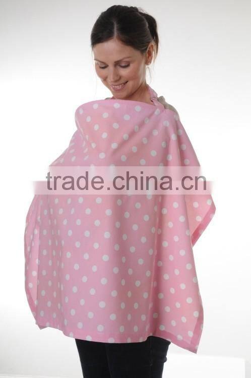 OEM Privacy Nursing Udder Cover For Infant Wrap Large Roomy Breathable 100% Light Cotton dark navy white dot printed apron