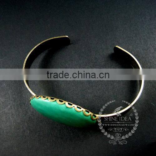30x40mm oval blue turquoise stone cabochon vintage bronze brass fashion women bracelet cuff jewelry 6450017