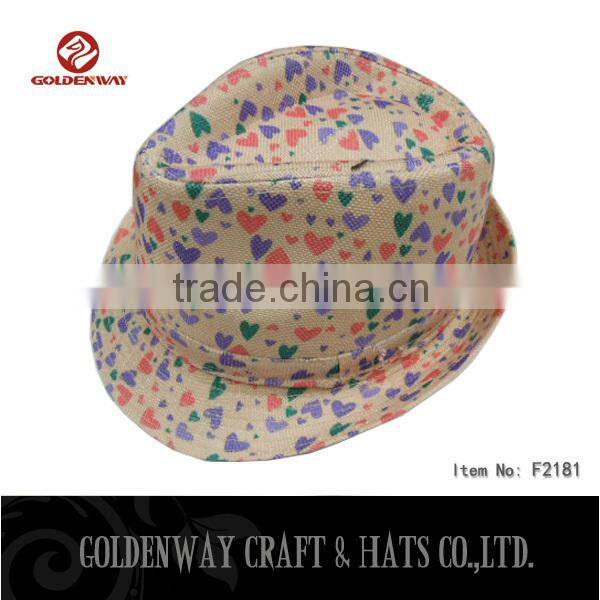 Custom blue child fedora hat with heart