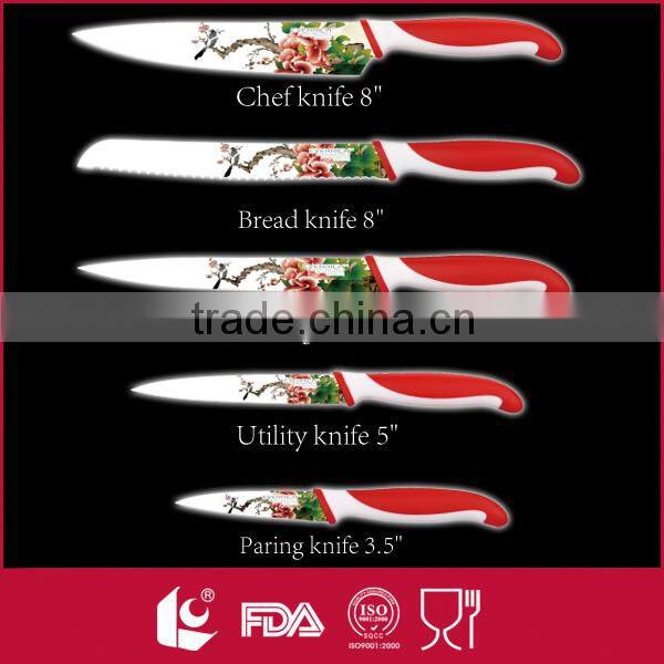 Wholesaale 5 Piece multi colored knifes set kitchen with block