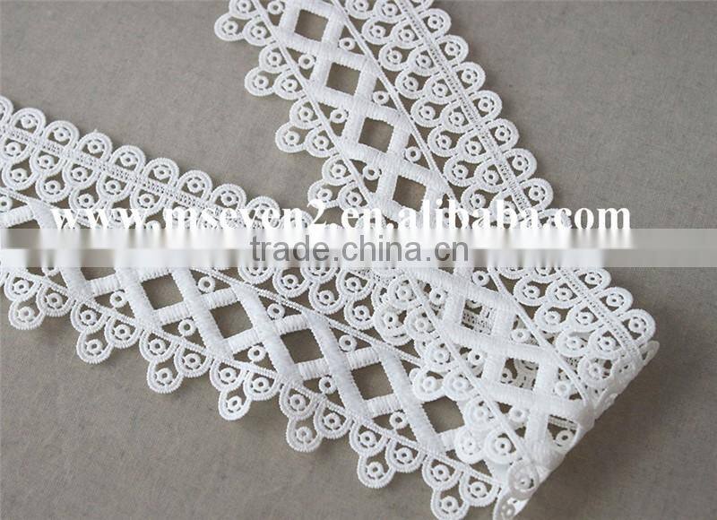 high quality of polyester lace trim, chemical lace trim white lace in 7 1/2 cm for lady garments