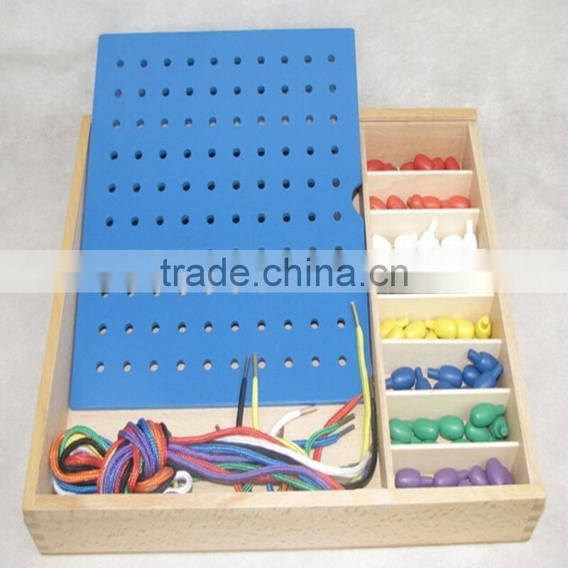 Kingdergarten wooden education toy Froebel Jun Gabe2 teaching AIDS early learning tool colorful beads