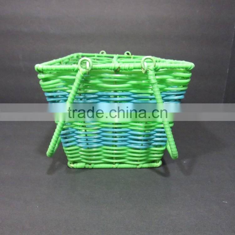 New kitchen storage tool green & blue plastic wicker woven utensil holder