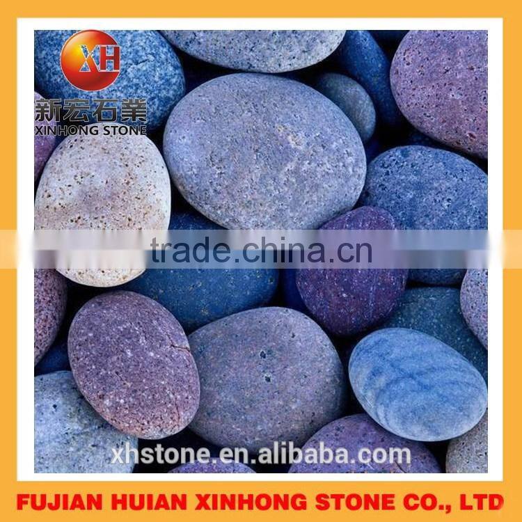 Colorful unpolished flat natural river pebbles stone