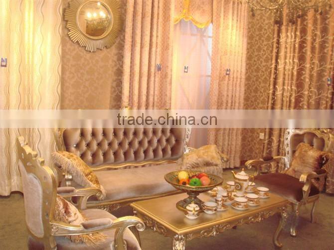 Luxury European wooden living room sofa set with hand carved pattern