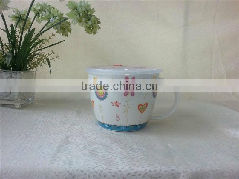 Porcelain&Ceramic Salad Bowl With Handel Plastic Lid