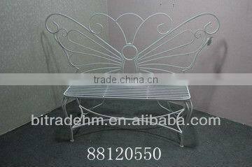 metal white butterfly garden bench