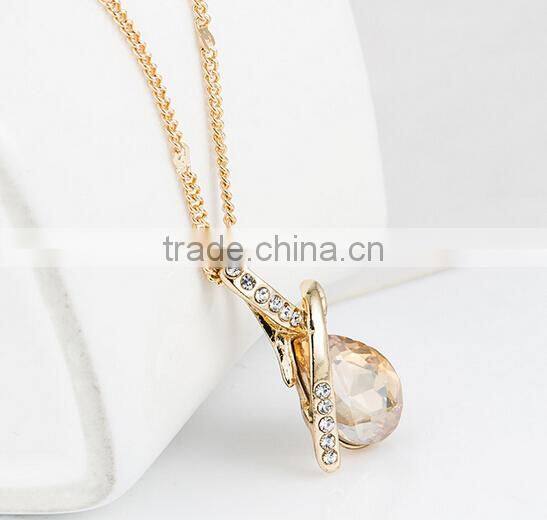 bule crystal necklace/ Austrian Rhinestone Drop Pendant Necklace
