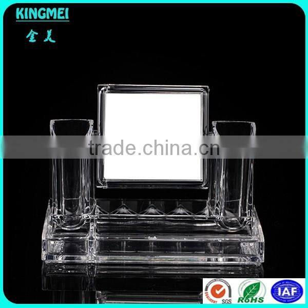 Acrylic Cosmetics Display Stand with Make Up mirror for mall shelf