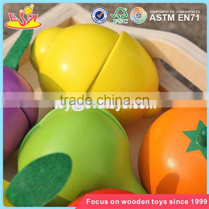 wholesale kids play kitchen toys wooden cutting fruit set funny wooden cutting fruit set for children W10B185