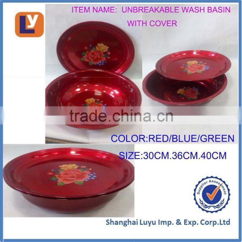 30.36.40cm Galvanised unbreakable color outdoor wash basin with cover