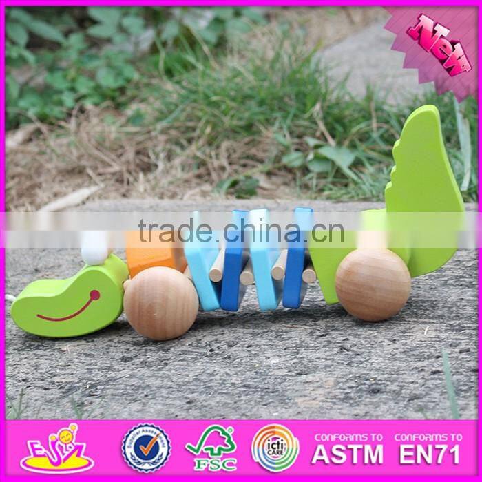 2016 new design wooden crocodile car baby pull toys W05C077