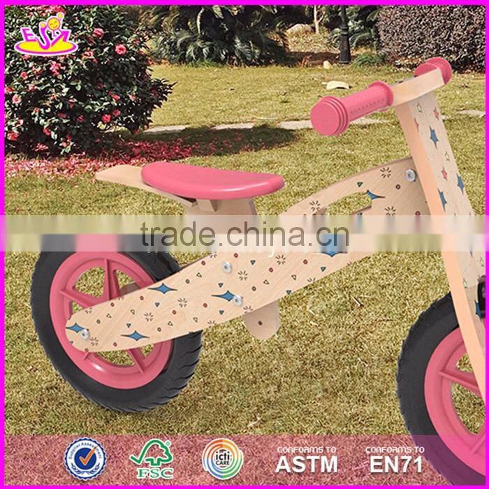 2017 Best design original work lovely wooden balance bicycles for kids W16C177