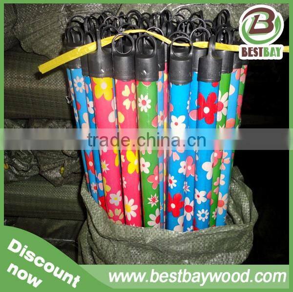 PVC coated wood broom handle/Factory cheap price broom handle wood pvc coated mop handle