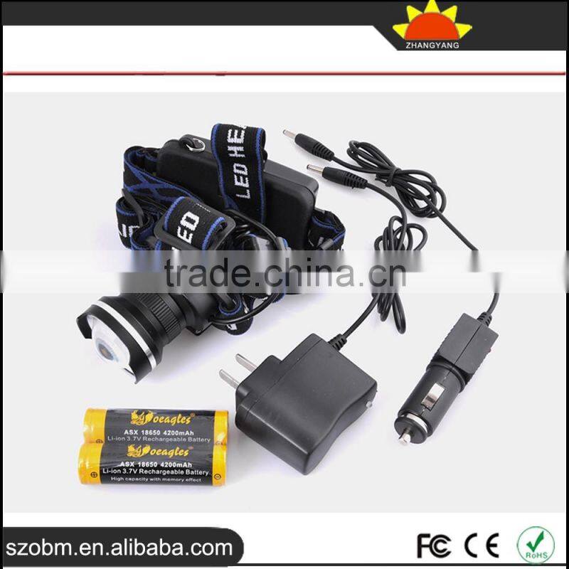Wholesale high quality XQ24 T6 LED 1800Lm Waterproof Rechargeable LED Headlamp with 18650 battery ,charger