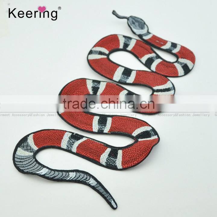 Fancy applique embroidery snake patches for jeans blouses WEF-110