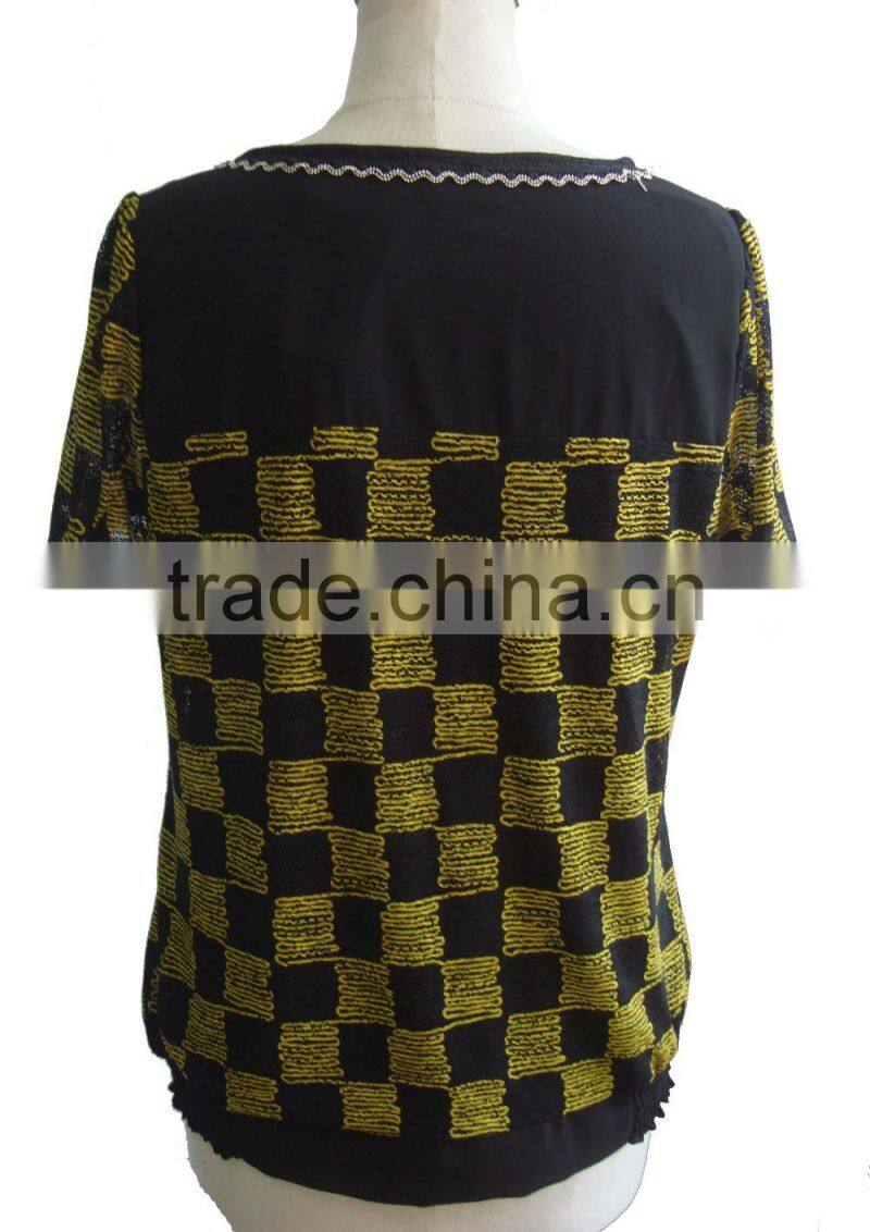 Red Plaid Check Print Lycra Blouse