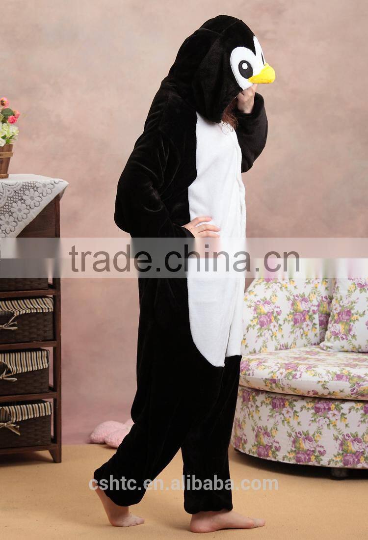 flannel cartoon adult animal jumpsuit animal pajamas jumpsuit penguin design