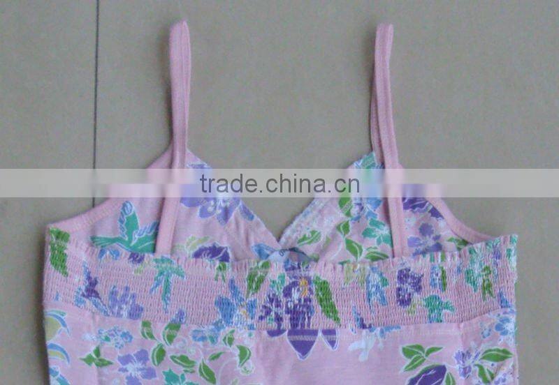 latest design cute allover printed Girls smoked dress