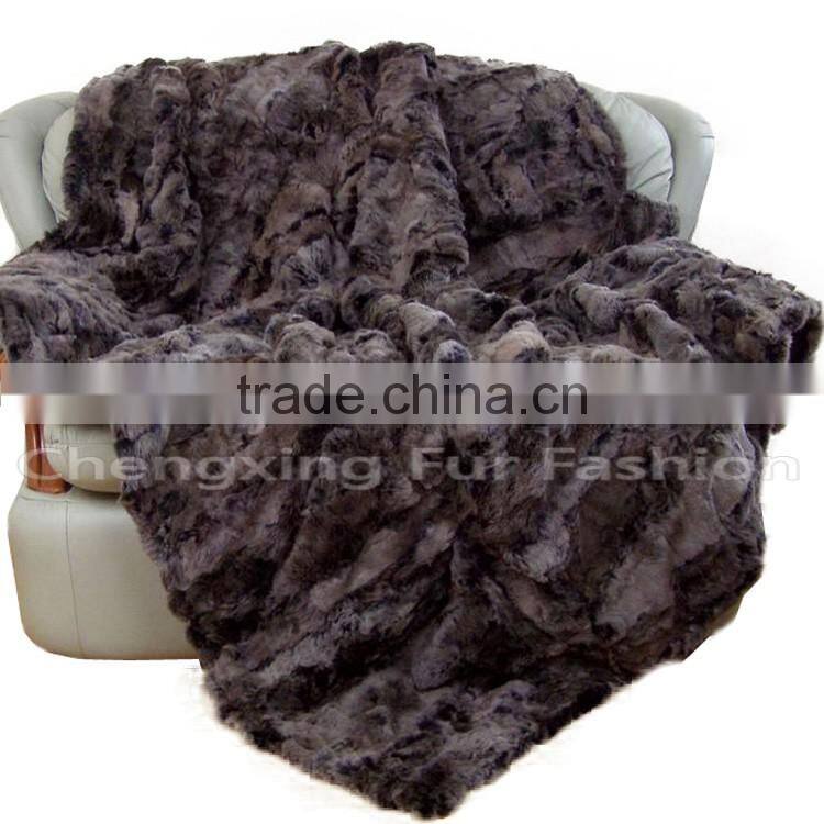CX-D-03A Hotel Rugs Patchwork Real Rabbit Fur Animal Fur Bedding Set Fur Rug