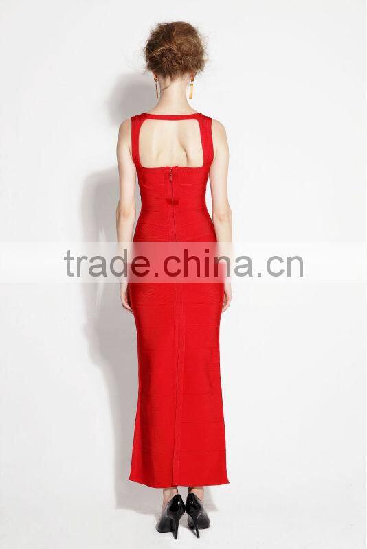 beautiful party sleeveless women bandage long red prom dress