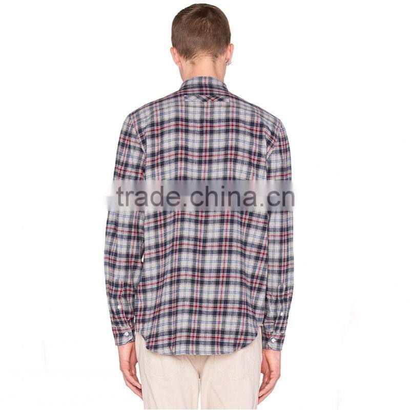 Wholesale European plaid flannel cheap casual stylish cotton check shirts for men