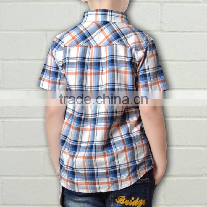 korea boy summer short sleeve kids shirt plaid shirt